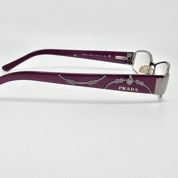 Prada VPR 58L 5AV-1O1 Gunmetal Plum Eyeglasses Frame w/ Case Italy 49-14-135 - Picture 6 of 14
